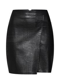 Missguided, Damen Rock 'Snake Print Matt Leather Skirt Black', Schwarz