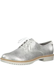Tamaris, Damen Schn&uuml;rschuh, Silber / Wei&szlig;