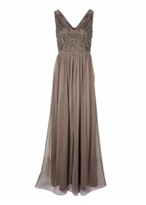 Heine, Damen Abendkleid mit Pailletten, Taupe
