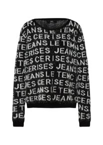 Le Temps Des Cerises, Damen Pullover 'WORDS', Schwarz / Weiß