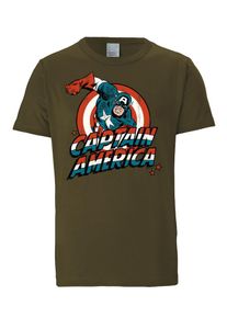 logoshirt, Herren T-Shirt 'Captain America', Blau / Oliv / Rot / Wei&szlig;