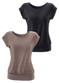 Lascana, Damen Longshirts, Schlammfarben / Schwarz