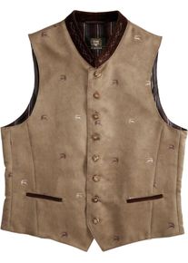 OS-Trachten, Herren Trachtengilet mit Hirschstickerei, Hellbraun