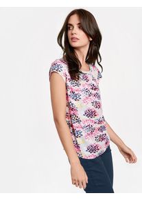 Taifun, Damen Bluse, Gelb / Violettblau / Pink / Weiß