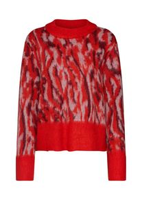 Y.A.S, Damen Pullover 'Alena', Hellgrau / Rot / Dunkelrot