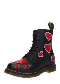 Dr. Martens, Damen Stiefel '8 Eye Boot Pascal Hearts', Rot / Schwarz