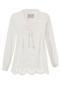 Krüger Krüger Collection, Damen Trachtenbluse mit Lochstickerei, Perlweiß