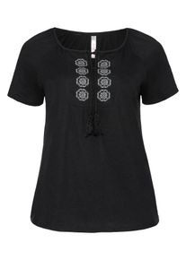 sheego Casual, Damen T-Shirt, Schwarz / Weiß