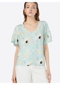 mint&berry Mint&berry, Damen Bluse 'printed ruffle sleeve blouse', Creme / Hellblau