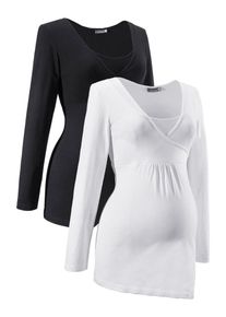 Neun Monate, Damen Stillshirt (Packung, 2 St&uuml;ck), Schwarz / Wei&szlig;