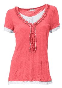 Heine, Damen Two-in-one-Shirt, Cranberry / Weiß