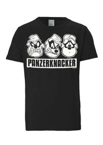 logoshirt, Herren T-Shirt 'Panzerknacker', Schwarz / Wei&szlig;