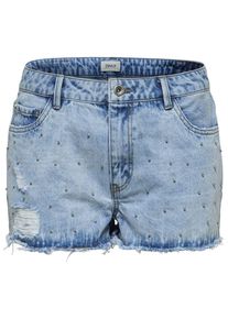 Only, Damen Jeansshorts 'Divine Stud', Blue Denim
