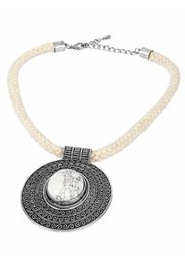 Heine, Damen Collier mit marmoriertem Stein, Creme / Silber