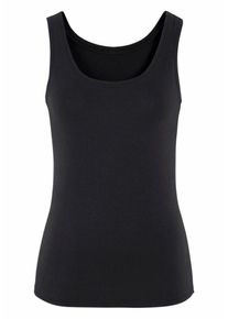 Vivance, Damen Tanktops (2 Stück) aus Baumwoll-Stretch, Schwarz