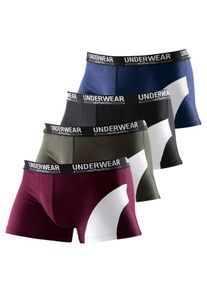 Le Jogger, Herren Baumwoll-Hipster (4 Stck.), Marine / Khaki / Beere / Schwarz / Wei&szlig;