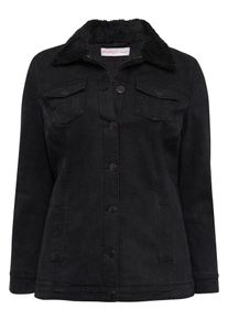 sheego Denim, Damen Jeansjacke, Schwarz