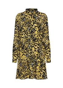 Pieces, Damen Kleid 'Lonni', Gelb / Schwarz