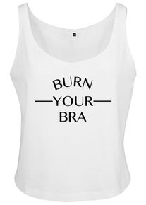 Merchcode, Damen Tanktop 'Burn Your Bra', Weiß