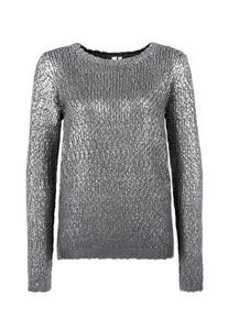 Q/S Designed By, Damen Strickpulli im Metallic-Look, Silber