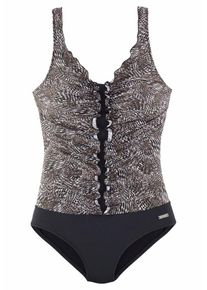 Lascana, Damen Badeanzug, Grau / Schwarz