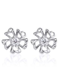 Firetti, Damen Ohrstecker 'Blu, Floral', Silber / Transparent