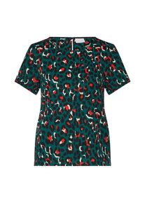 Vila, Damen Shirt 'VIMULTILEO S/S TOP /RX', Grün / Rot / Schwarz