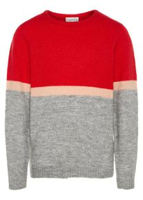 name it, M&auml;dchen Pullover, Graumeliert / Rosa / Feuerrot