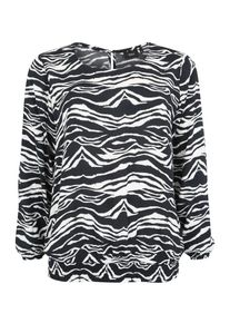 ZIZZI, Damen - Blusen & Tuniken 'XALGOMAR, L/S, SMOCK BLOUSE', Schwarz / Weiß