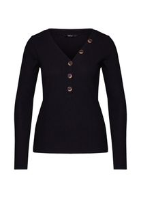 Only, Damen Shirt 'onlMONA L/S BUTTON RIB TOP JRS', Schwarz