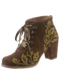 Spieth & Wensky SPIETH & WENSKY, Damen Trachtenstiefelette mit Stickerei, Khaki