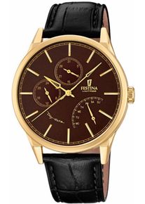 Festina, Herren Multifunktionsuhr 'F20279/4', Kastanienbraun / Gold / Schwarz