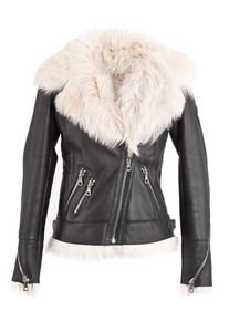 Maze, Damen Lammfelljacke 'Exford', Beige / Schwarz