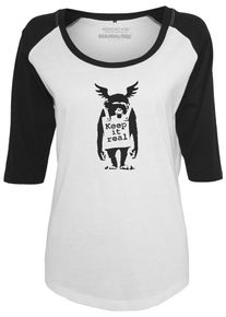 Merchcode, Damen T-Shirt 'Banksy Ape', Schwarz / Wei&szlig;