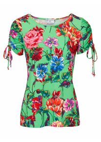 Heine, Damen Druckshirt mit Raffungen, Grün / Mischfarben