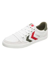 Hummel, Herren Sneaker 'Slimmer Stadil', Beige / Khaki / Feuerrot / Wei&szlig;