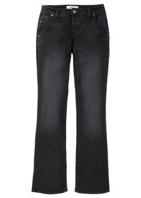 sheego Denim, Damen Bootcut Jeans mit aufregenden Details, Schwarz