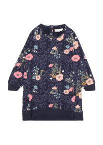 name it, Mädchen Kleid 'NMFOLAN LS SWE DRESS BRU', Dunkelblau / Rosa