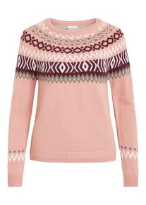 Vila, Damen Pullover, Stone / Altrosa / Weinrot / Wei&szlig;