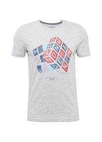 Tom Tailor Denim, Herren T-Shirt, Himmelblau / Hellgrau / Rot / Weiß