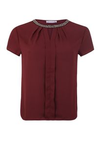 Anna Field Curvy, Damen Shirt 'Pleated woven front t-shirt', Gold / Burgunder