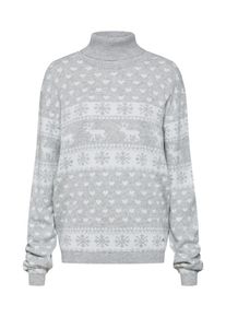 LeGer by Lena Gercke, Damen Pullover 'Marit', Grau / Wei&szlig;