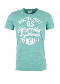 Q/S Designed By, Herren Label-Shirt, Türkis / Weiß