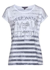 NAVIGAZIONE, Damen Shirt, Taubenblau / Weiß