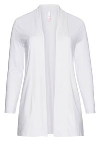 sheego Casual, Damen BASIC Shirtjacke in offener Form, Wei&szlig;