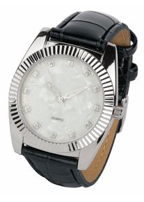 Heine, Damen Armbanduhr in Perlmuttoptik, Schwarz