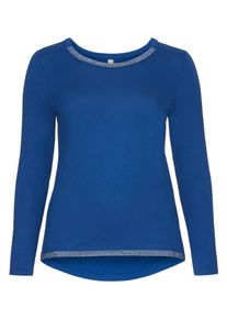 sheego Class, Damen Langarmshirt mit Schmucksteinen, Indigo