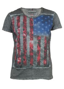 Trueprodigy, Herren T-Shirt 'Skull Army', Blau / Dunkelgrau / Rot