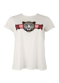 ZIZZI, Damen Shirt 'XATIGER, S/S, BLOUSE', Rot / Weiß