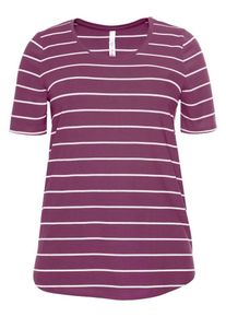 sheego Casual, Damen T-Shirt, Beere / Wei&szlig;